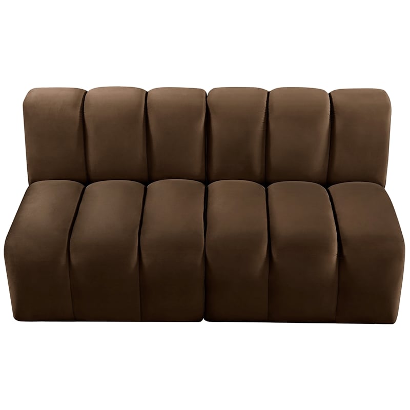 Bowery Hill Contemporary Soft Brown Velvet Modular Sectional