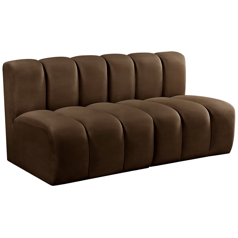 Bowery Hill Contemporary Soft Brown Velvet Modular Sectional