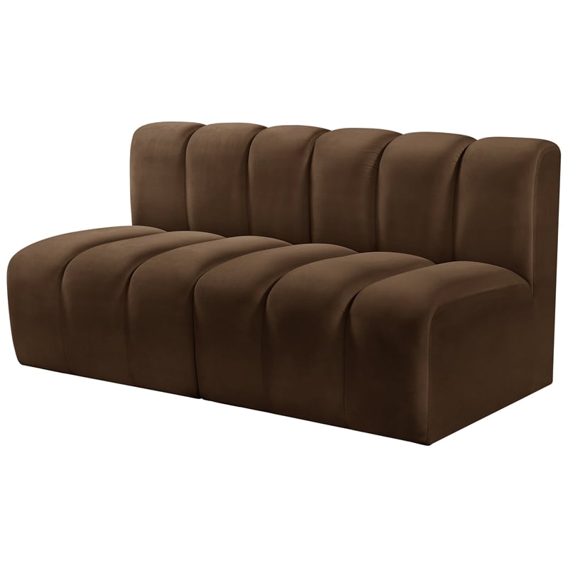 Bowery Hill Contemporary Soft Brown Velvet Modular Sectional