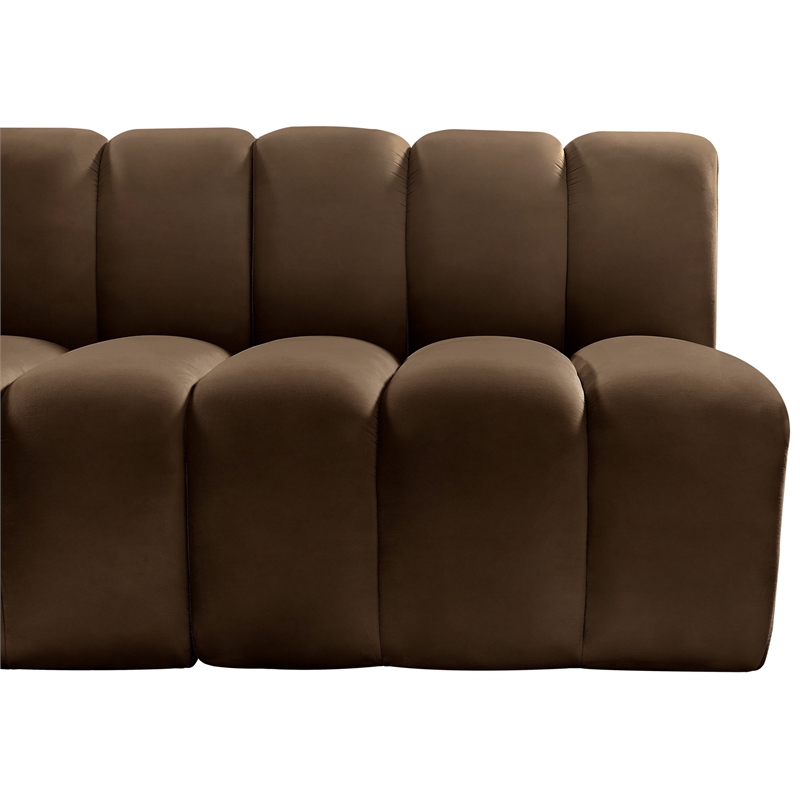 Bowery Hill Contemporary Soft Brown Velvet Modular Sectional