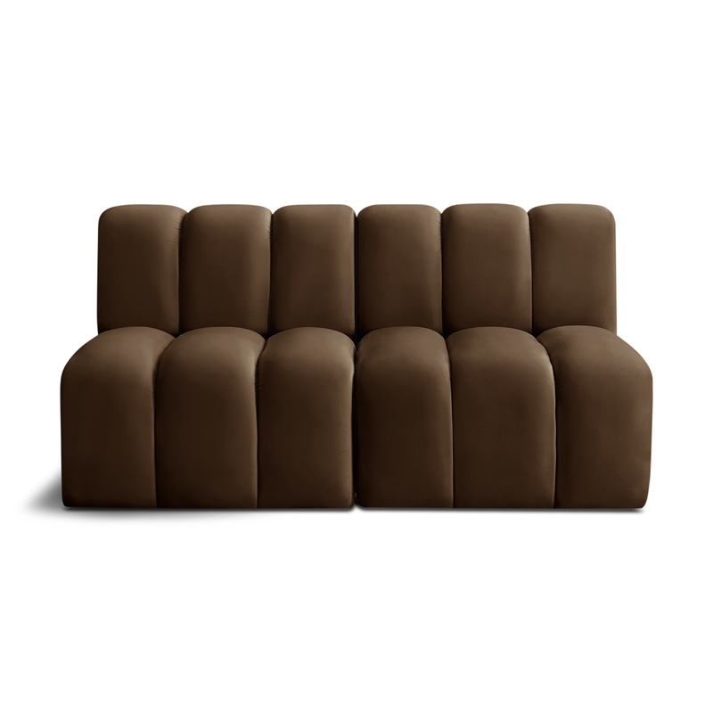 Bowery Hill Contemporary Soft Brown Velvet Modular Sectional