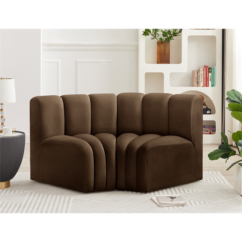 Bowery Hill Contemporary Soft Brown Velvet Modular Sectional