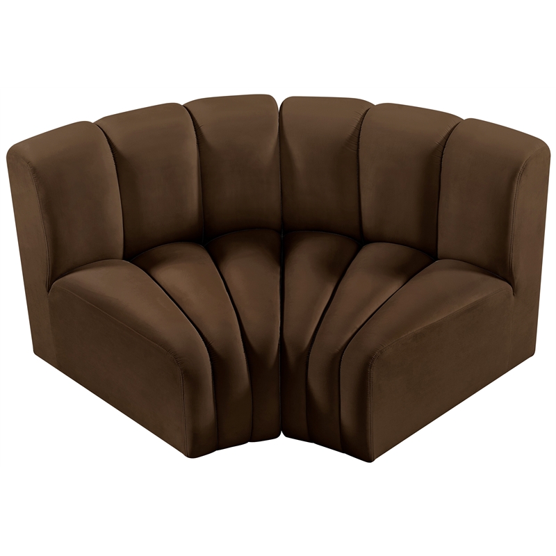 Bowery Hill Contemporary Soft Brown Velvet Modular Sectional
