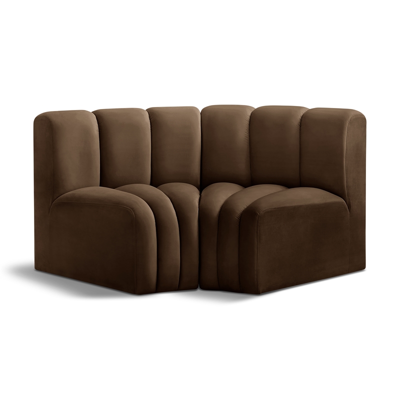 Bowery Hill Contemporary Soft Brown Velvet Modular Sectional