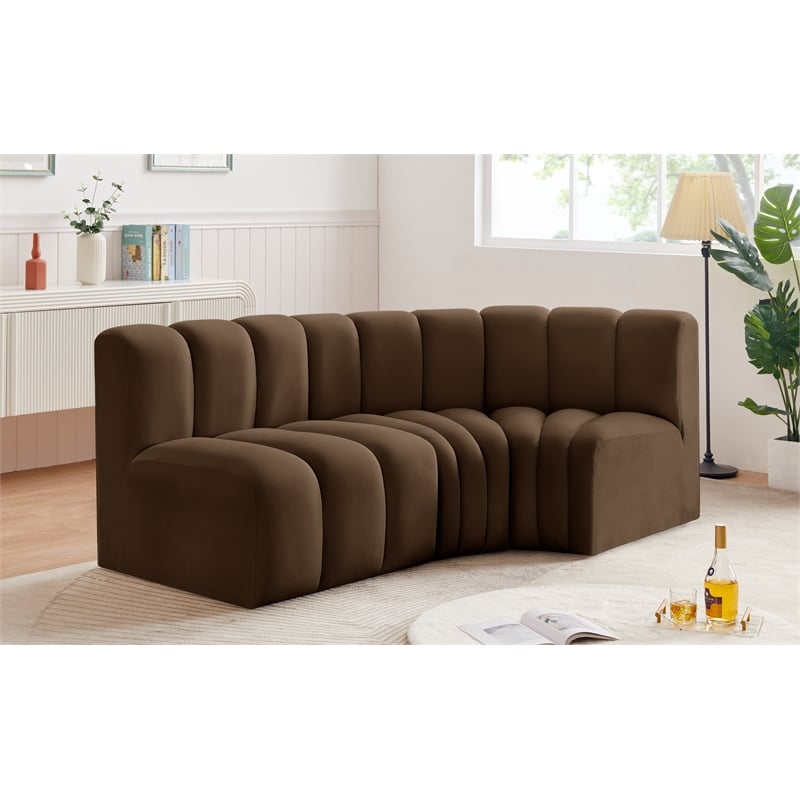 Bowery Hill Contemporary Soft Brown Velvet Modular Sectional