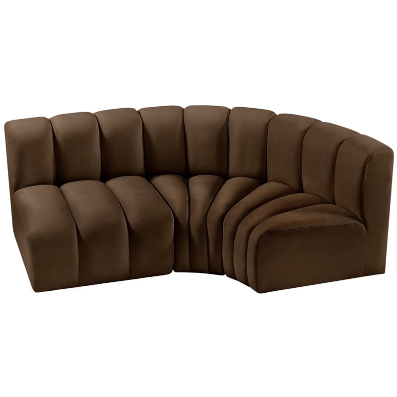 Bowery Hill Contemporary Soft Brown Velvet Modular Sectional