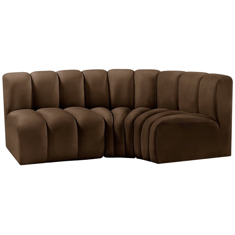 Bowery Hill Contemporary Soft Brown Velvet Modular Sectional
