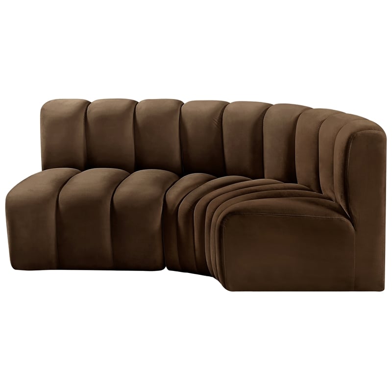 Bowery Hill Contemporary Soft Brown Velvet Modular Sectional