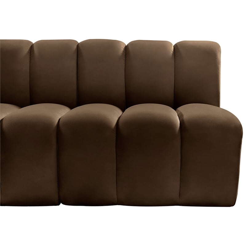 Bowery Hill Contemporary Soft Brown Velvet Modular Sectional