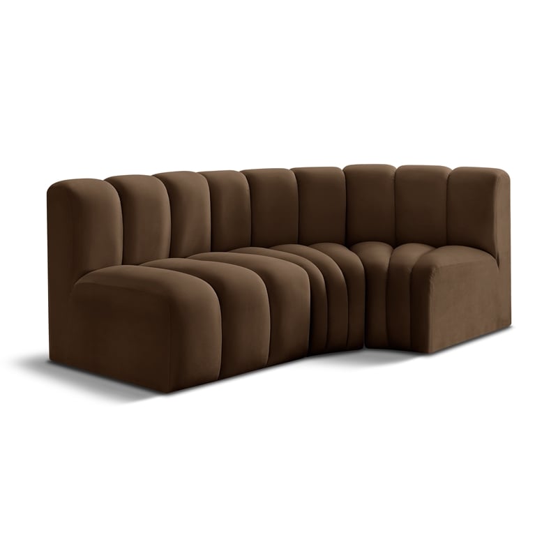 Bowery Hill Contemporary Soft Brown Velvet Modular Sectional