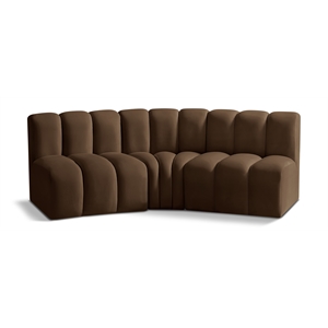 Bowery Hill Contemporary Soft Brown Velvet Modular Sectional