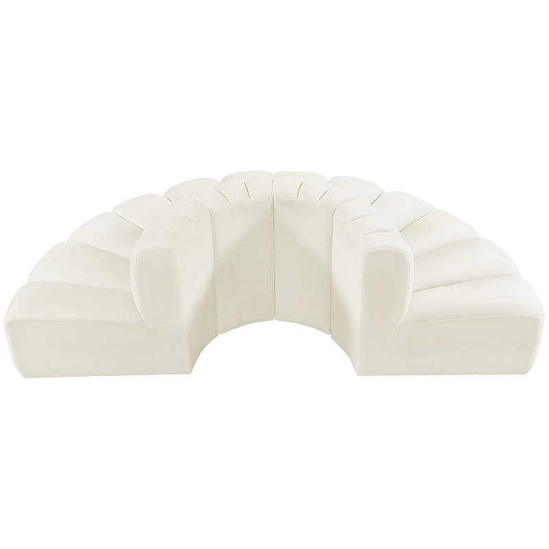 Bowery Hill Contemporary Soft Cream Velvet Modular Sectional