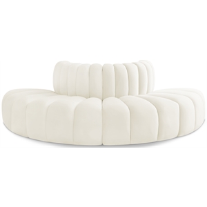Bowery Hill Contemporary Soft Cream Velvet Modular Sectional