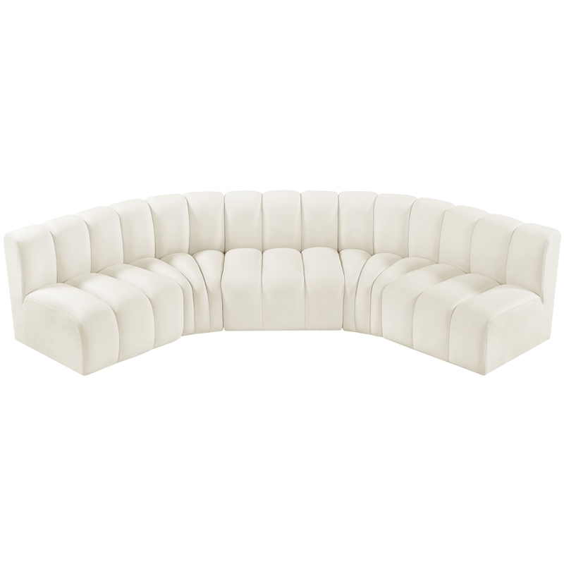Bowery Hill Contemporary Soft Cream Velvet Modular Sectional