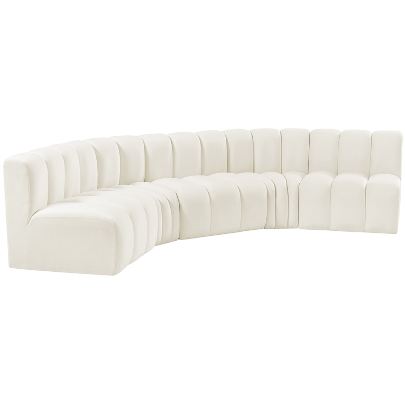 Bowery Hill Contemporary Soft Cream Velvet Modular Sectional