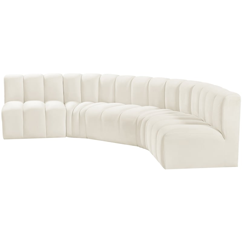 Bowery Hill Contemporary Soft Cream Velvet Modular Sectional