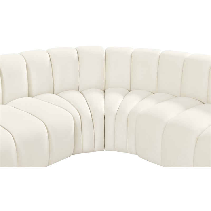 Bowery Hill Contemporary Soft Cream Velvet Modular Sectional