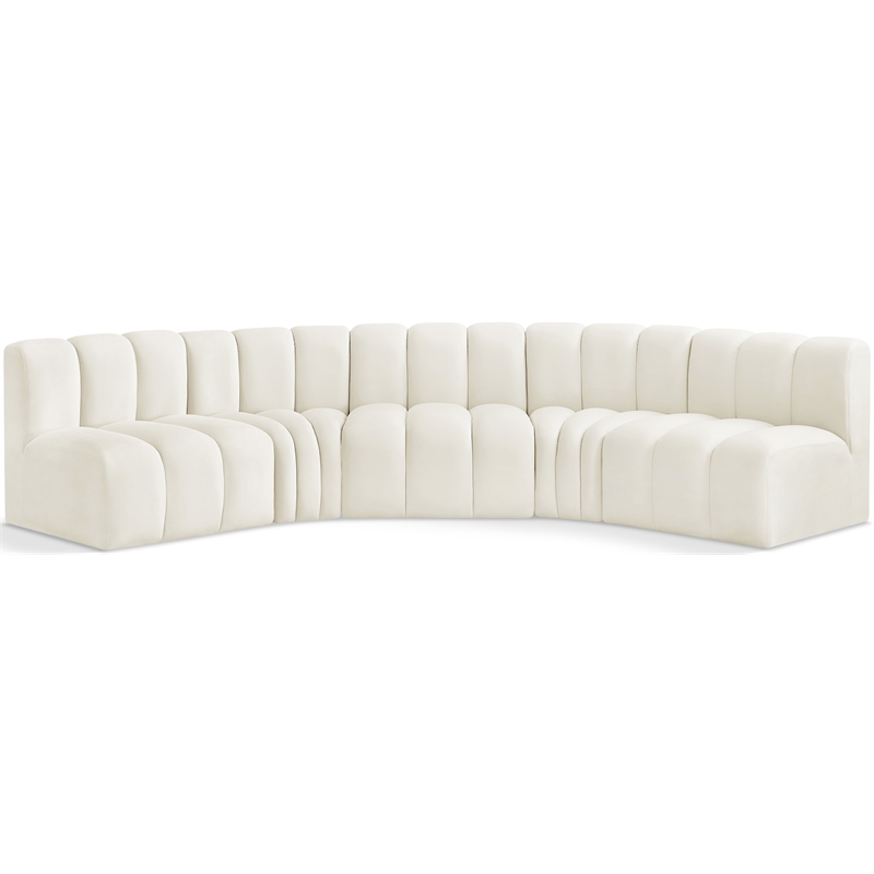 Bowery Hill Contemporary Soft Cream Velvet Modular Sectional