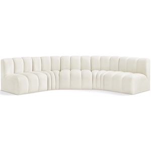 Bowery Hill Contemporary Soft Cream Velvet Modular Sectional
