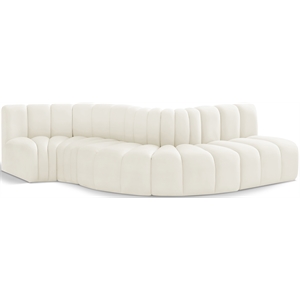Bowery Hill Contemporary Soft Cream Velvet Modular Sectional