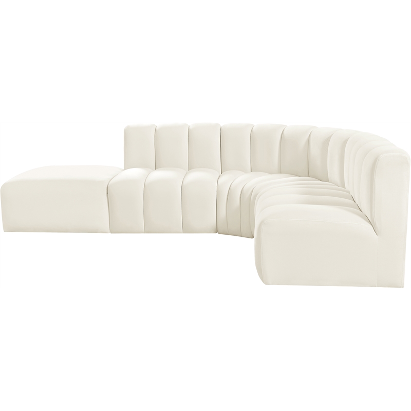 Bowery Hill Contemporary Soft Cream Velvet Modular Sectional