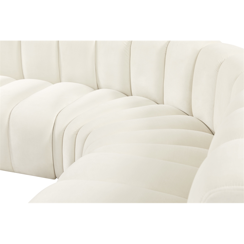 Bowery Hill Contemporary Soft Cream Velvet Modular Sectional