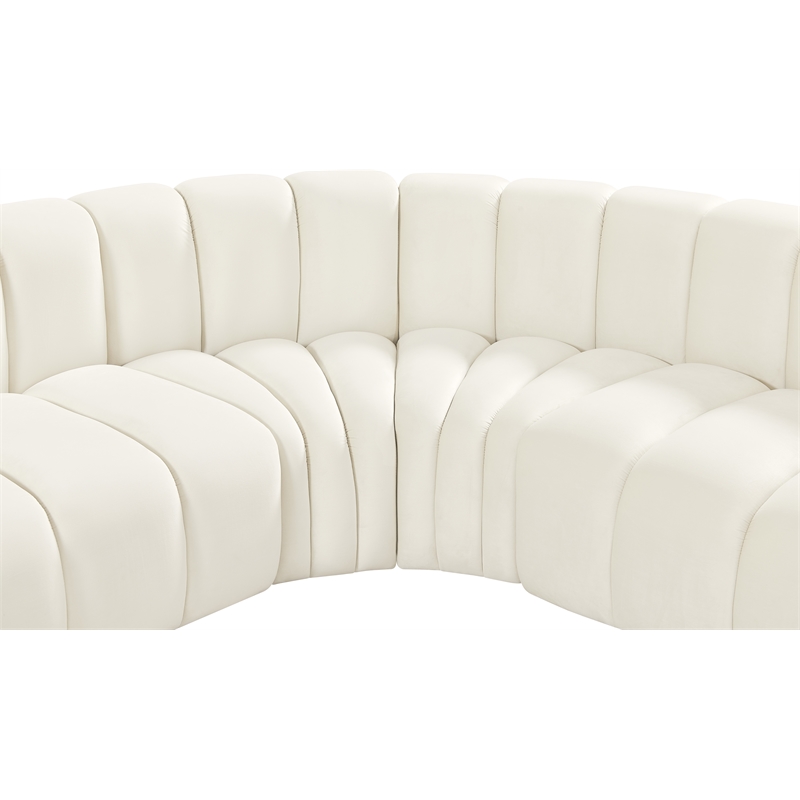 Bowery Hill Contemporary Soft Cream Velvet Modular Sectional
