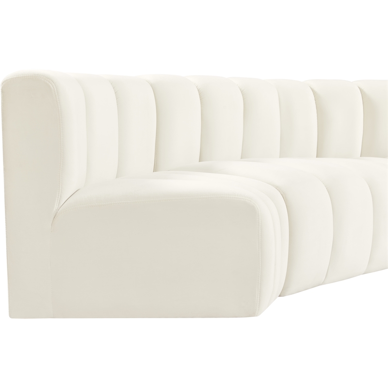 Bowery Hill Contemporary Soft Cream Velvet Modular Sectional