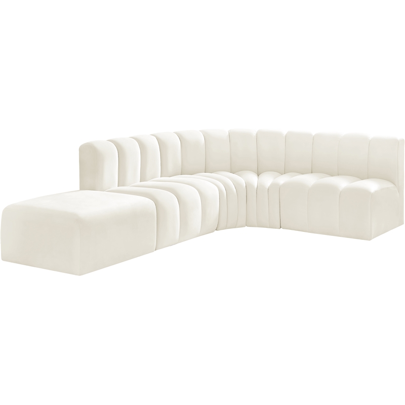 Bowery Hill Contemporary Soft Cream Velvet Modular Sectional