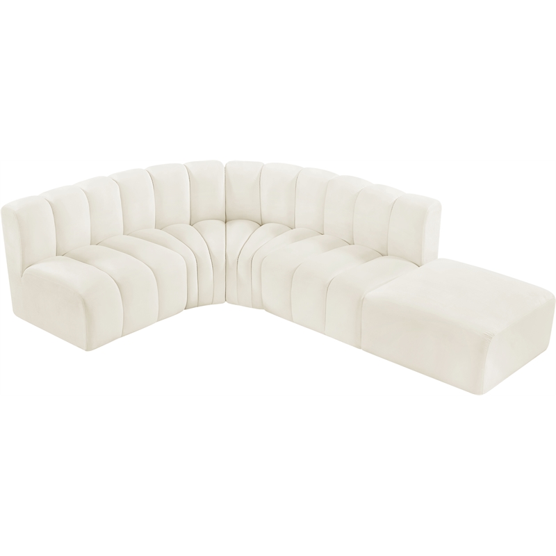 Bowery Hill Contemporary Soft Cream Velvet Modular Sectional
