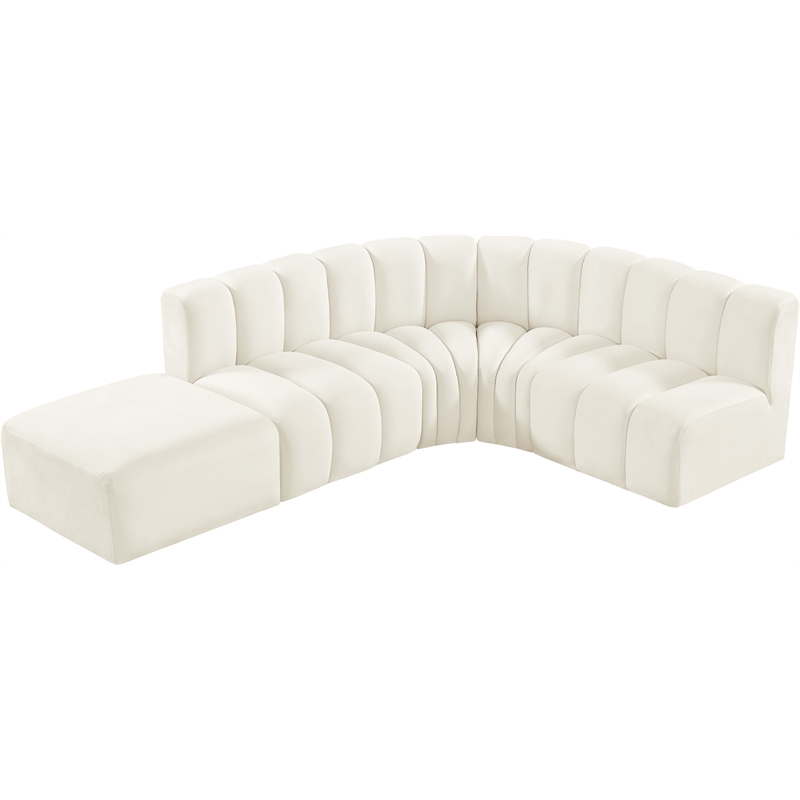 Bowery Hill Contemporary Soft Cream Velvet Modular Sectional