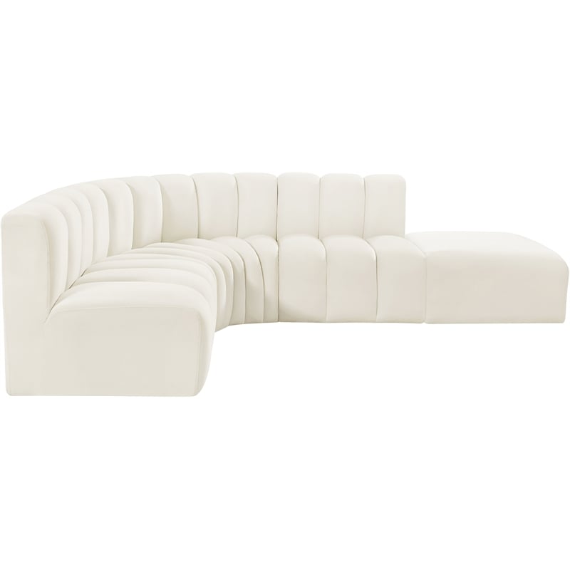 Bowery Hill Contemporary Soft Cream Velvet Modular Sectional