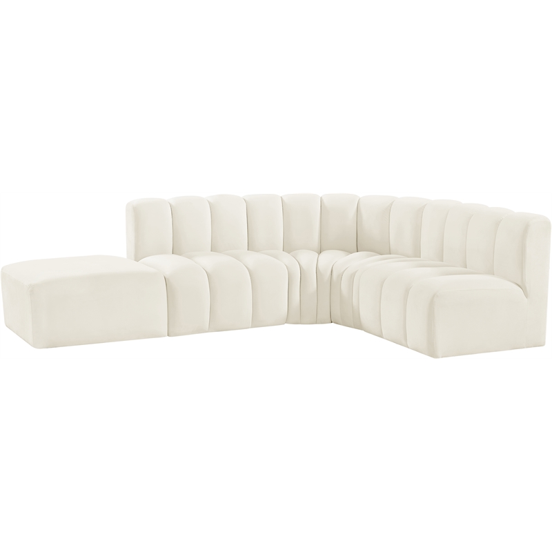 Bowery Hill Contemporary Soft Cream Velvet Modular Sectional