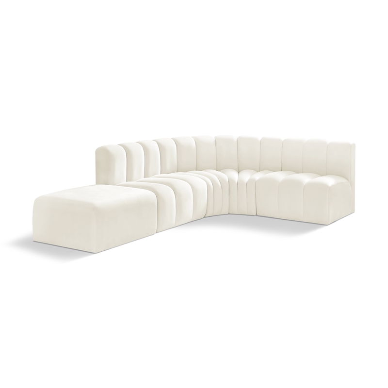 Bowery Hill Contemporary Soft Cream Velvet Modular Sectional