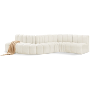 Bowery Hill Contemporary Soft Cream Velvet Modular Sectional