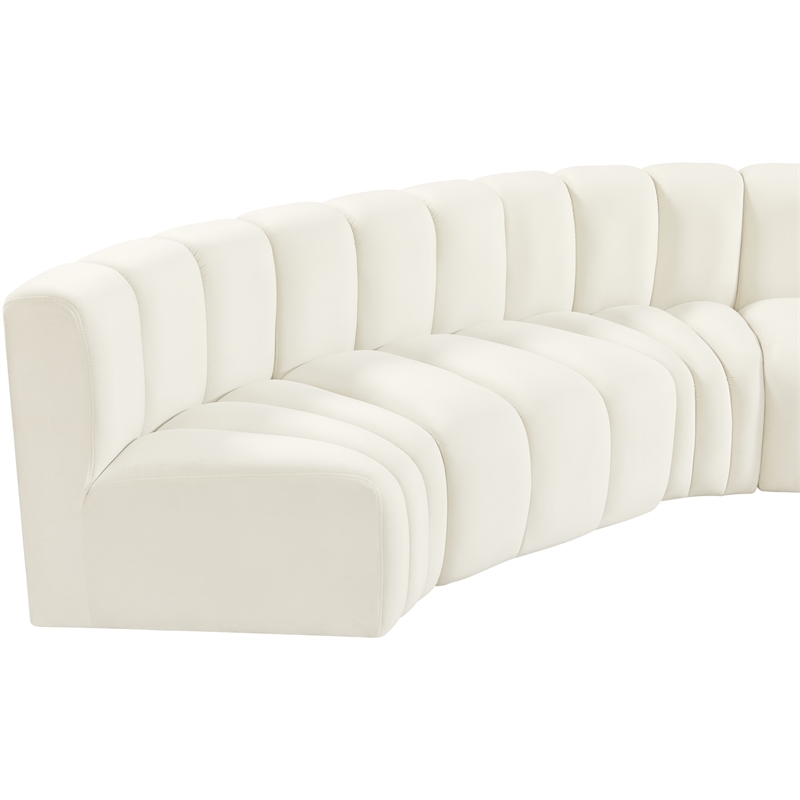 Bowery Hill Contemporary Soft Cream Velvet Modular Sectional