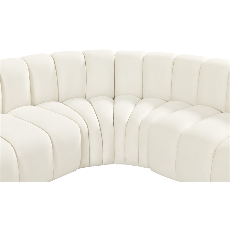 Bowery Hill Contemporary Soft Cream Velvet Modular Sectional