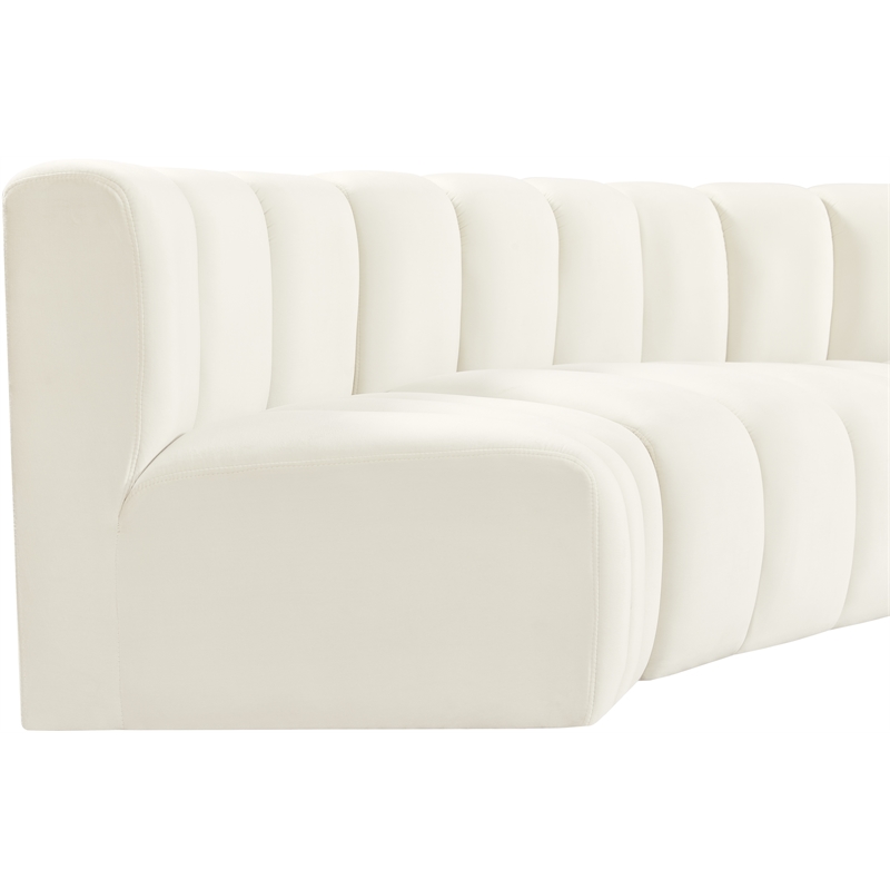 Bowery Hill Contemporary Soft Cream Velvet Modular Sectional