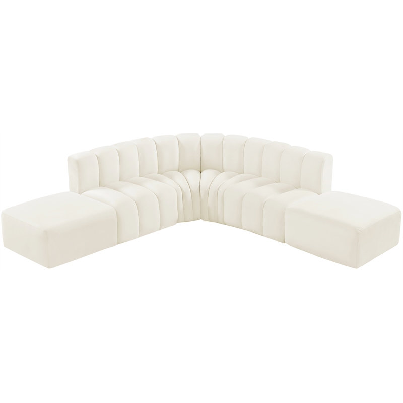 Bowery Hill Contemporary Soft Cream Velvet Modular Sectional