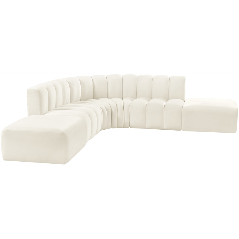 Bowery Hill Contemporary Soft Cream Velvet Modular Sectional