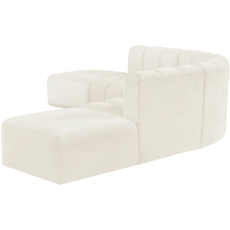 Bowery Hill Contemporary Soft Cream Velvet Modular Sectional
