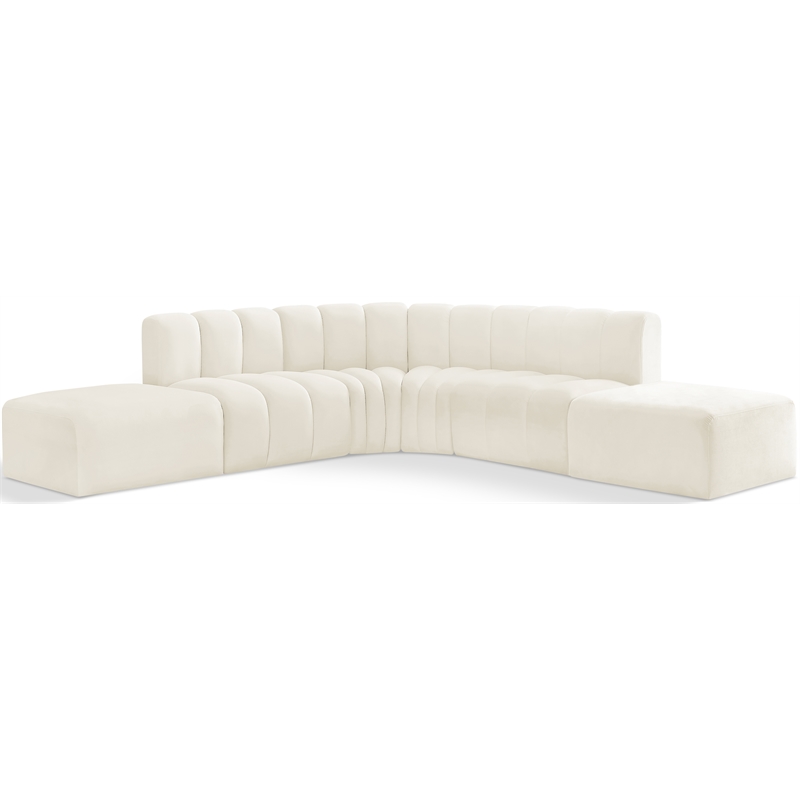 Bowery Hill Contemporary Soft Cream Velvet Modular Sectional