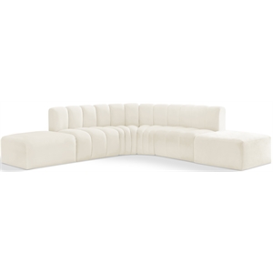 Bowery Hill Contemporary Soft Cream Velvet Modular Sectional