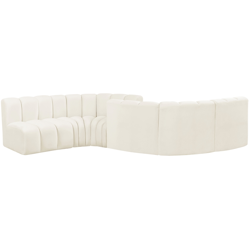 Bowery Hill Contemporary Soft Cream Velvet Modular Sectional