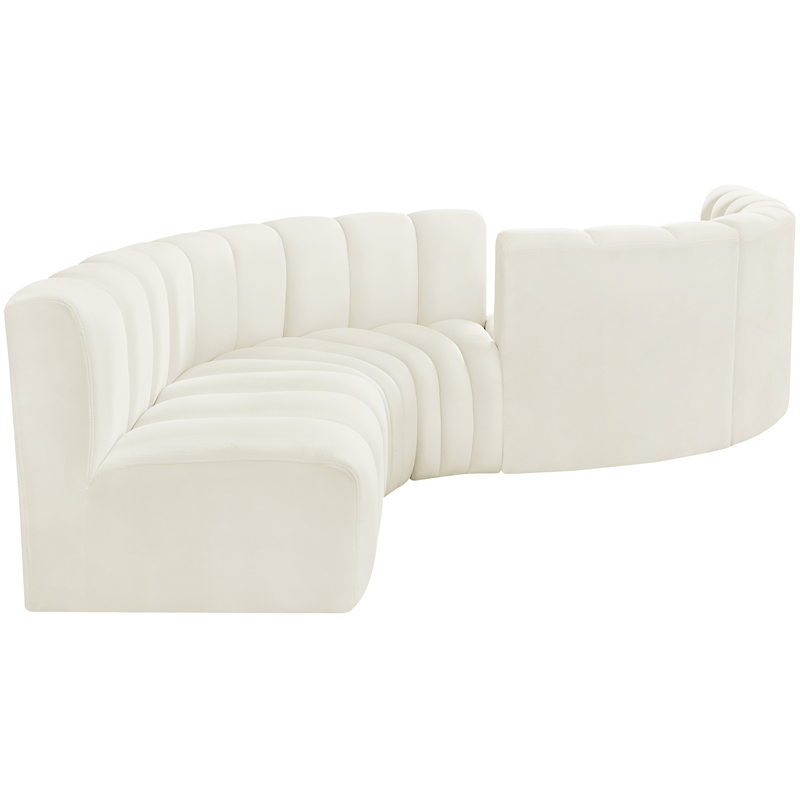 Bowery Hill Contemporary Soft Cream Velvet Modular Sectional