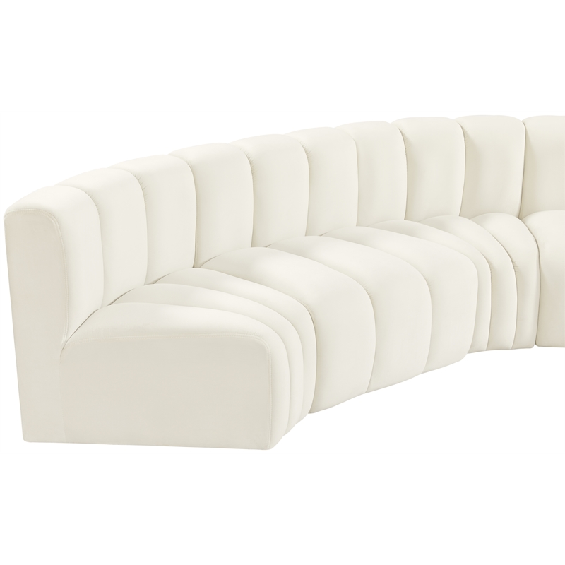 Bowery Hill Contemporary Soft Cream Velvet Modular Sectional