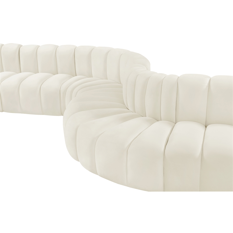 Bowery Hill Contemporary Soft Cream Velvet Modular Sectional