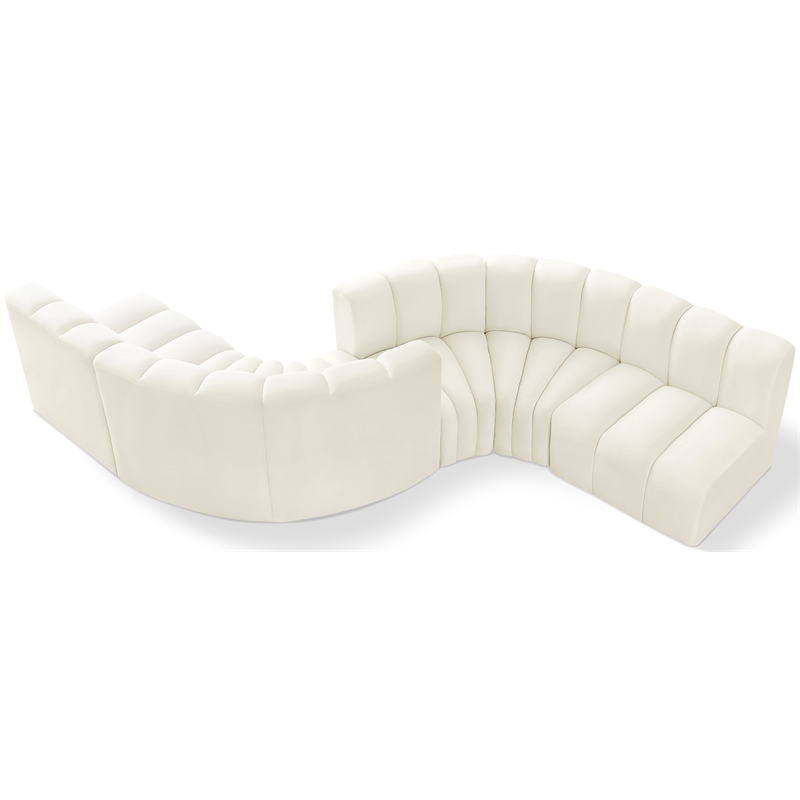 Bowery Hill Contemporary Soft Cream Velvet Modular Sectional