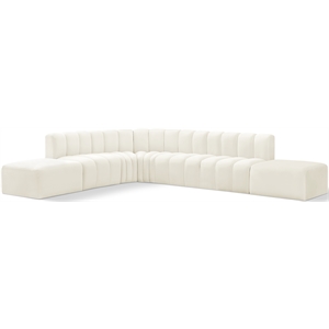 Bowery Hill Contemporary Soft Cream Velvet Modular Sectional