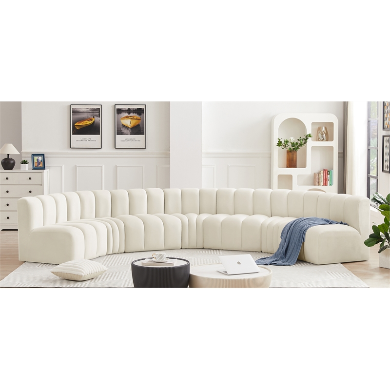 Bowery Hill Contemporary Soft Cream Velvet Modular Sectional